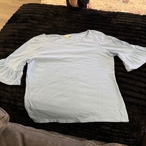 Talbots Light Blue Blouse with Ruffled Sleeves